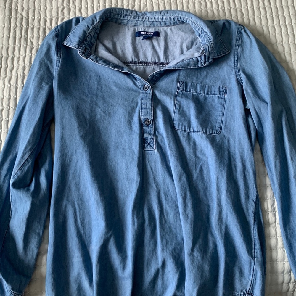 Denim three button shirt